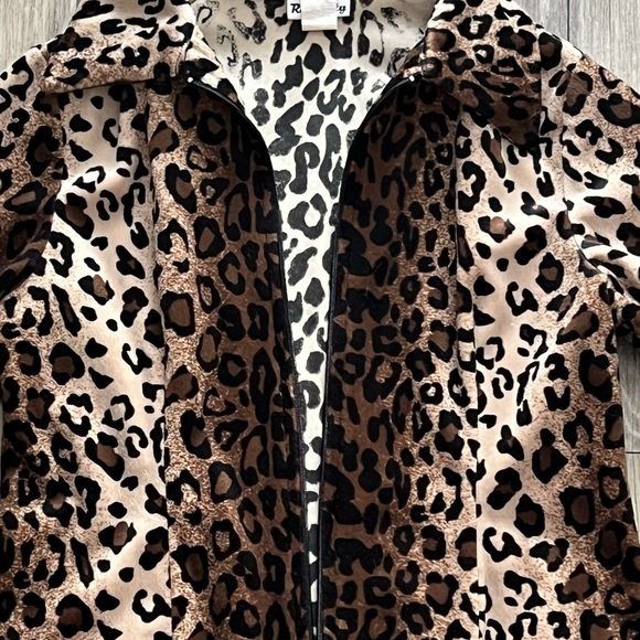 Rave City | Black/Brown | Animal Print | Velveteen | Collard | Zip Front Jacket - Picture 2 of 3